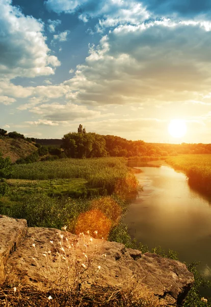 Sunset on the river — Stock Photo, Image