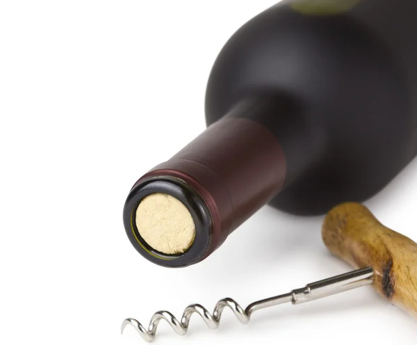 Korkociąg i butelka wina — Zdjęcie stockowe