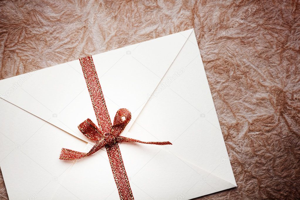Envelope with a bow