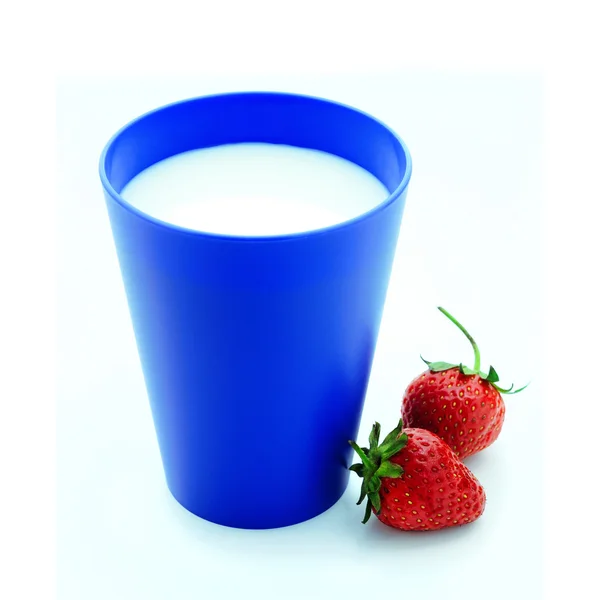 Milch und Erdbeere — Stockfoto