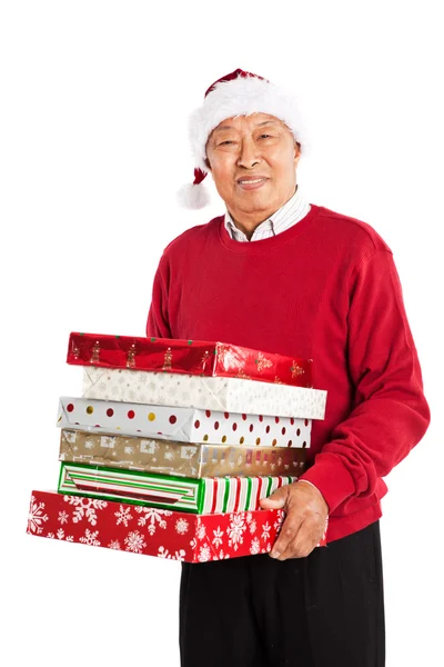 Senior asiática celebrando la Navidad —  Fotos de Stock