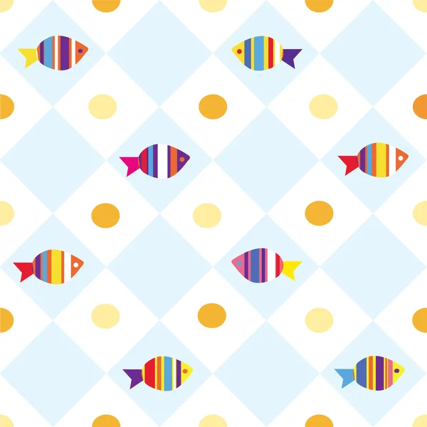 魚のシームレスな格子縞のパターン — ストックベクタ