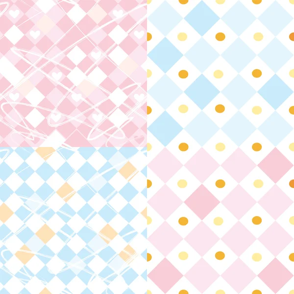 stock vector Checkered seamless patterns set