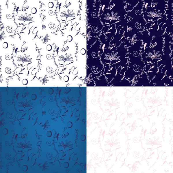 Floral naadloze wallpepers set — Stockvector