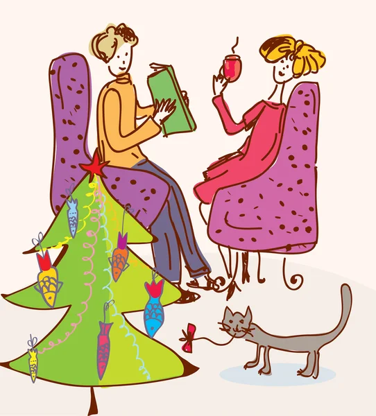 Árbol de Navidad para gato — Archivo Imágenes Vectoriales