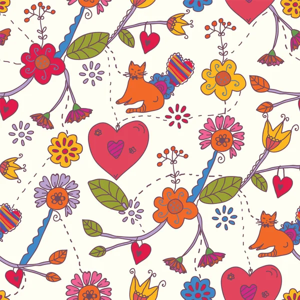 꽃 발렌타인 완벽 한 패턴 — 스톡 벡터