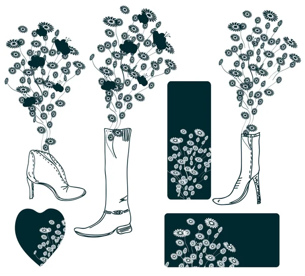 Zapatos etiquetas con flores — Archivo Imágenes Vectoriales