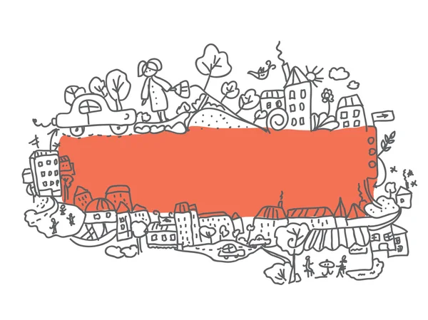 Cornice città doodle desig — Vettoriale Stock