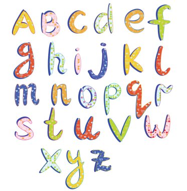 komik desen ile çocuksu alfabesi