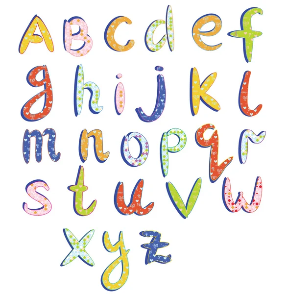 Alfabeto infantil com padrões engraçados —  Vetores de Stock