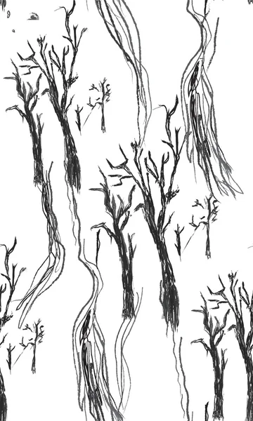 Nahtloses Grunge-Muster mit Bäumen — Stockvektor