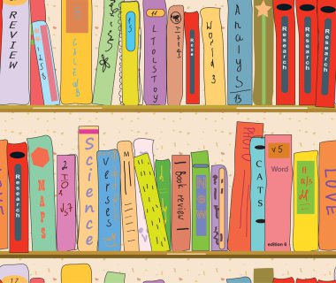 Book shelves in the library seamless pattern clipart