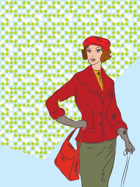 Mode rétro fond femme — Image vectorielle