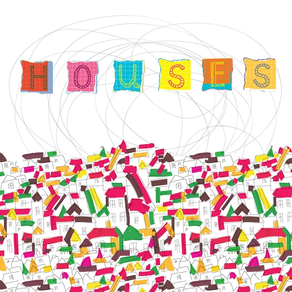 Immobilier - maisons dans la carte de la ville — Image vectorielle