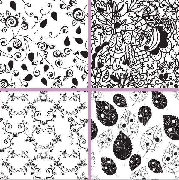 Black and white seamless patterns — Stock Vector