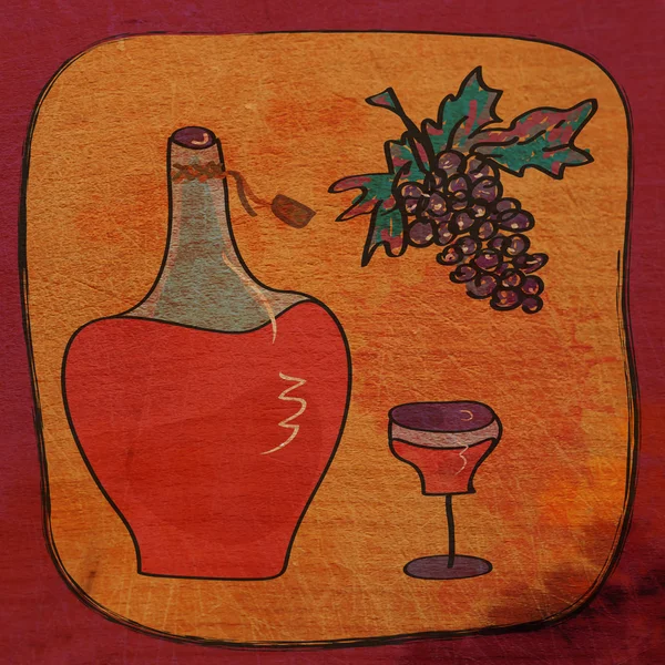 Cartão de vinho na textura da madeira — Fotografia de Stock