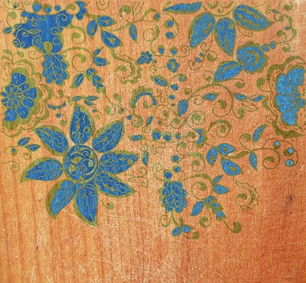 Textura de madeira com flores — Fotografia de Stock
