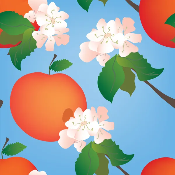 Sömlöst mönster med äpplen — Stock vektor