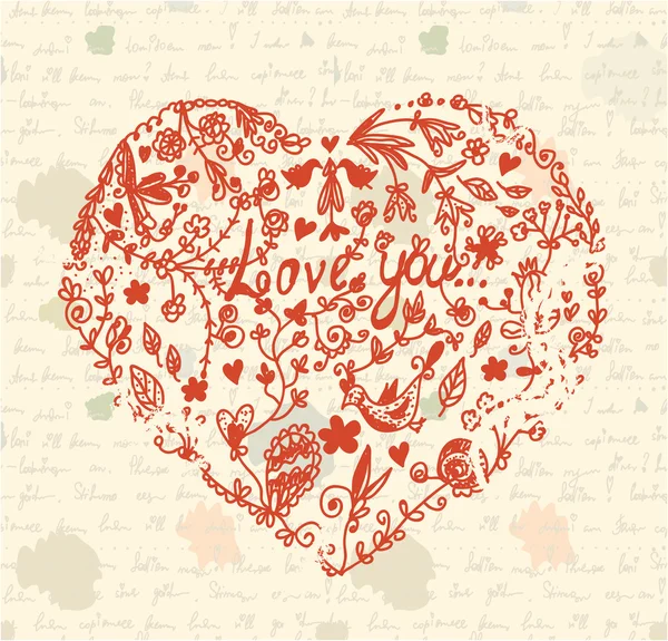 Coeur sur le papier vintage — Image vectorielle