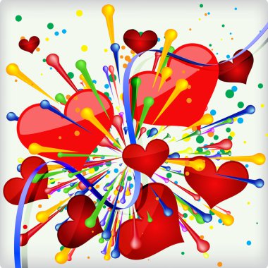 Abstract holiday background of explosion heart. clipart
