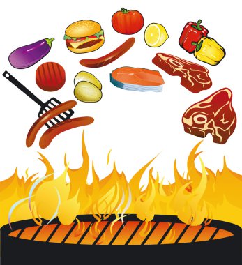 BBQ with food clipart