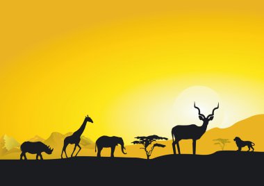 Evening in Africa clipart