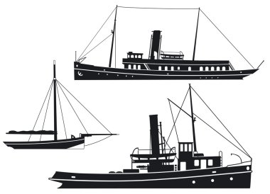 Steam ships and boats clipart