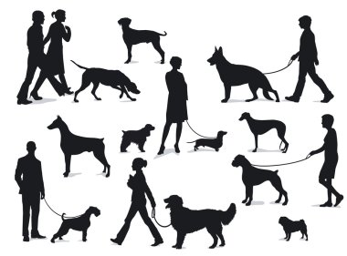 Walking with dogs clipart