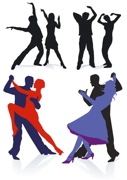 Paare auf der Tanzfläche — Stockvektor