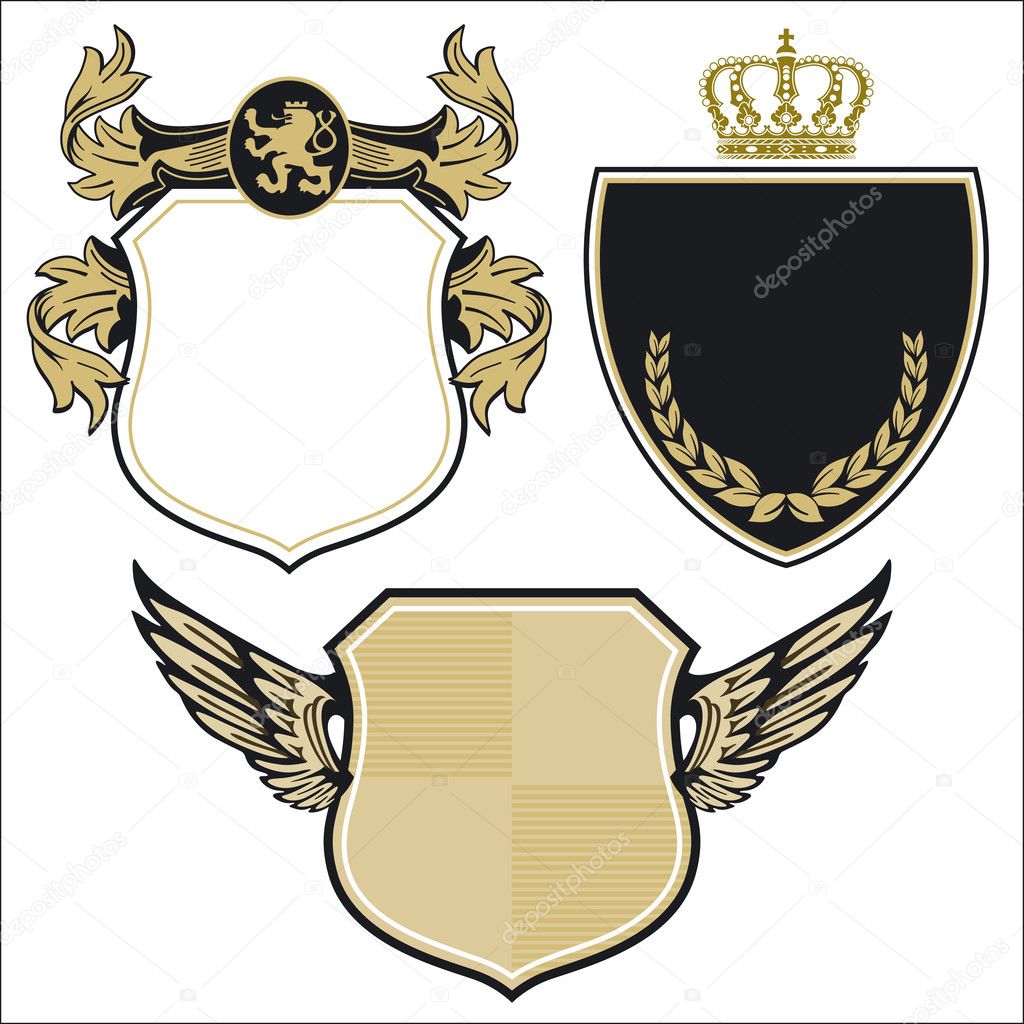 Three royal coat of arms