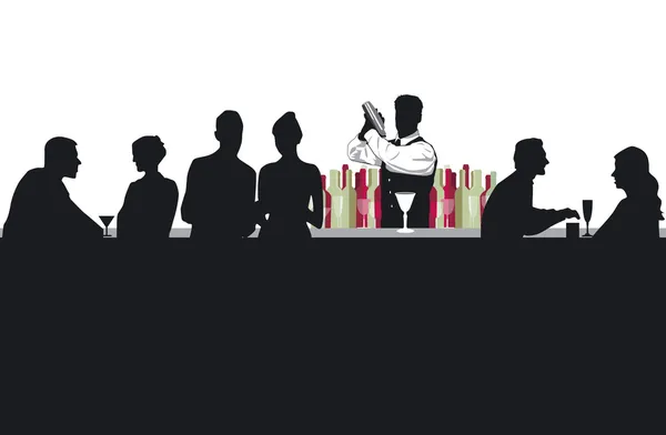 Cocktail bar med bartender — Stock vektor
