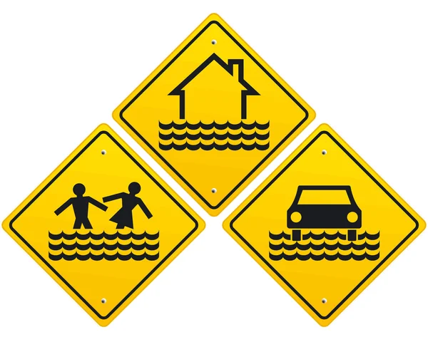 홍수 경고 표시 — 스톡 벡터