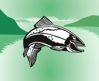 Jumping salmon clipart