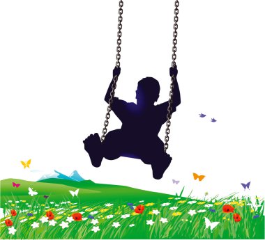 Swings in spring clipart