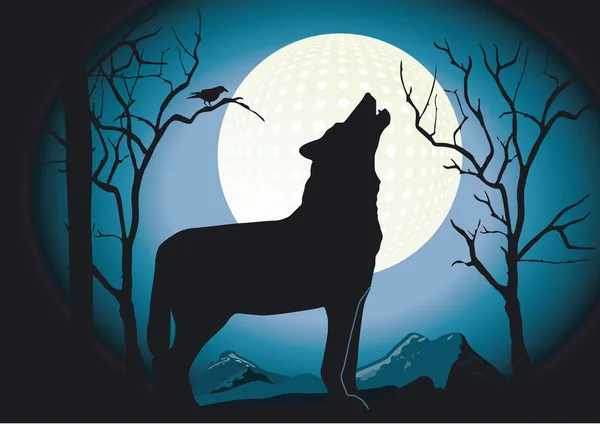 Lobo en la noche — Archivo Imágenes Vectoriales