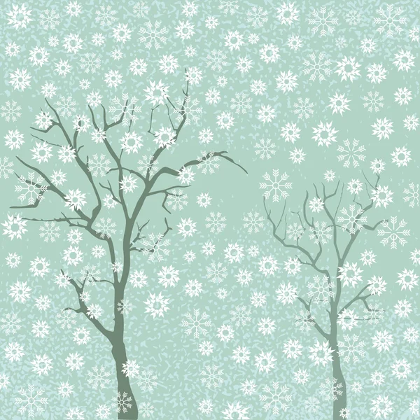 Δέντρα με νιφάδες χιονιού — Διανυσματικό Αρχείο