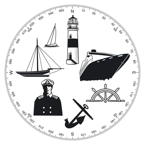 Maritime Symbole — Stockvektor