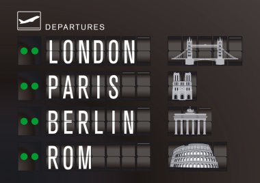 Departure display with sights clipart