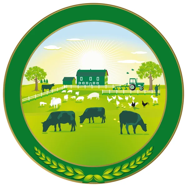 Grüne Landwirtschaftsplakette — Stockvektor