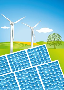 Solar and wind power clipart