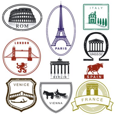 Travel stamps clipart