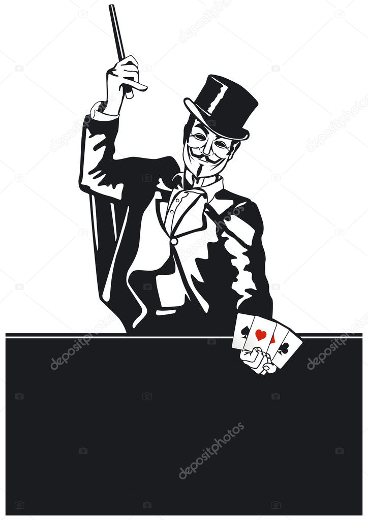 Magician with card trick
