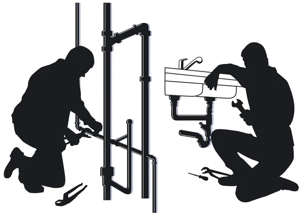 Fontaneros e ingenieros de calefacción — Archivo Imágenes Vectoriales