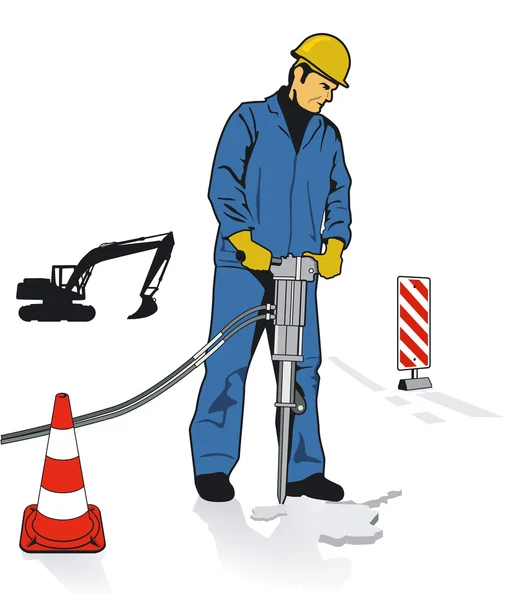 Workers with jackhammers — Stock Vector