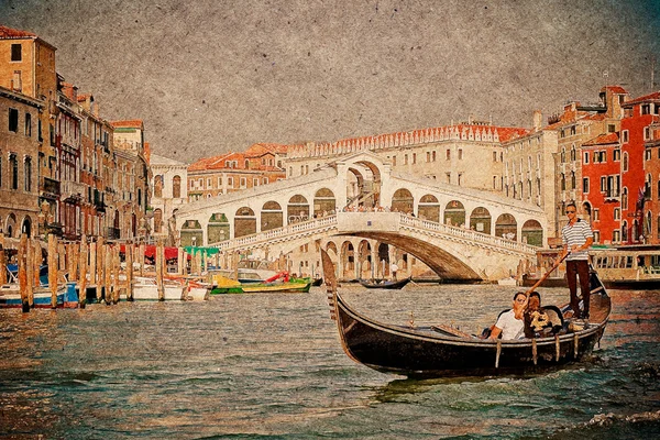 Venice, Rialto bridge artwork in painting style — Stock Photo, Image