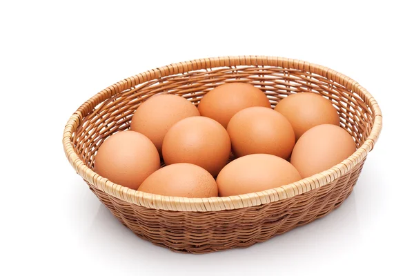 stock image Eggs in a wicker basket