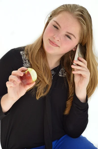 Mädchen mit Appel — Stockfoto