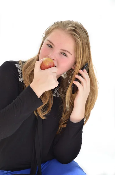 Dívka s appel — Stock fotografie