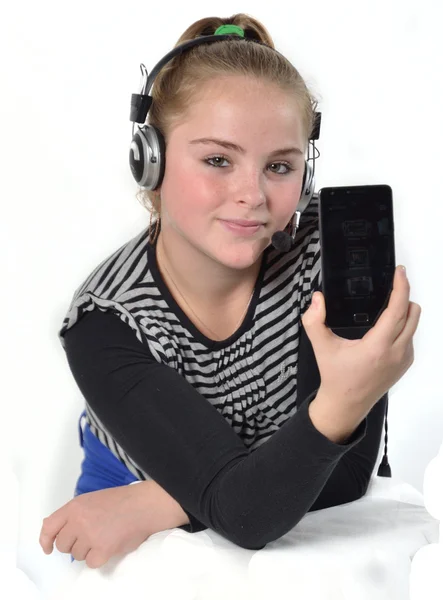 Dívka se sluchátky — Stock fotografie