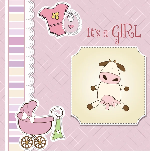 Bebê menina chuveiro cartão — Fotografia de Stock